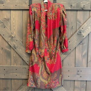 Vintage Elegant Paisley Red Dress